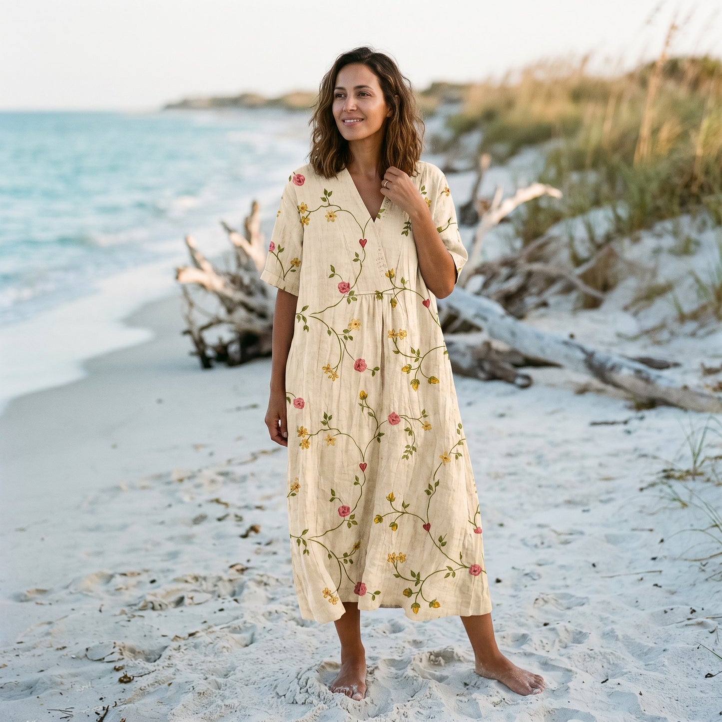 Athena - Vibrant Floral Summer Midi Dress for Women