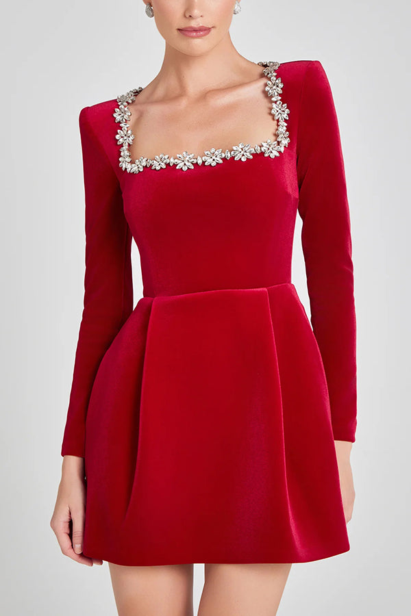 Ella | Elegant Velvet Mini Dress for Wedding Guests and Cocktail Parties