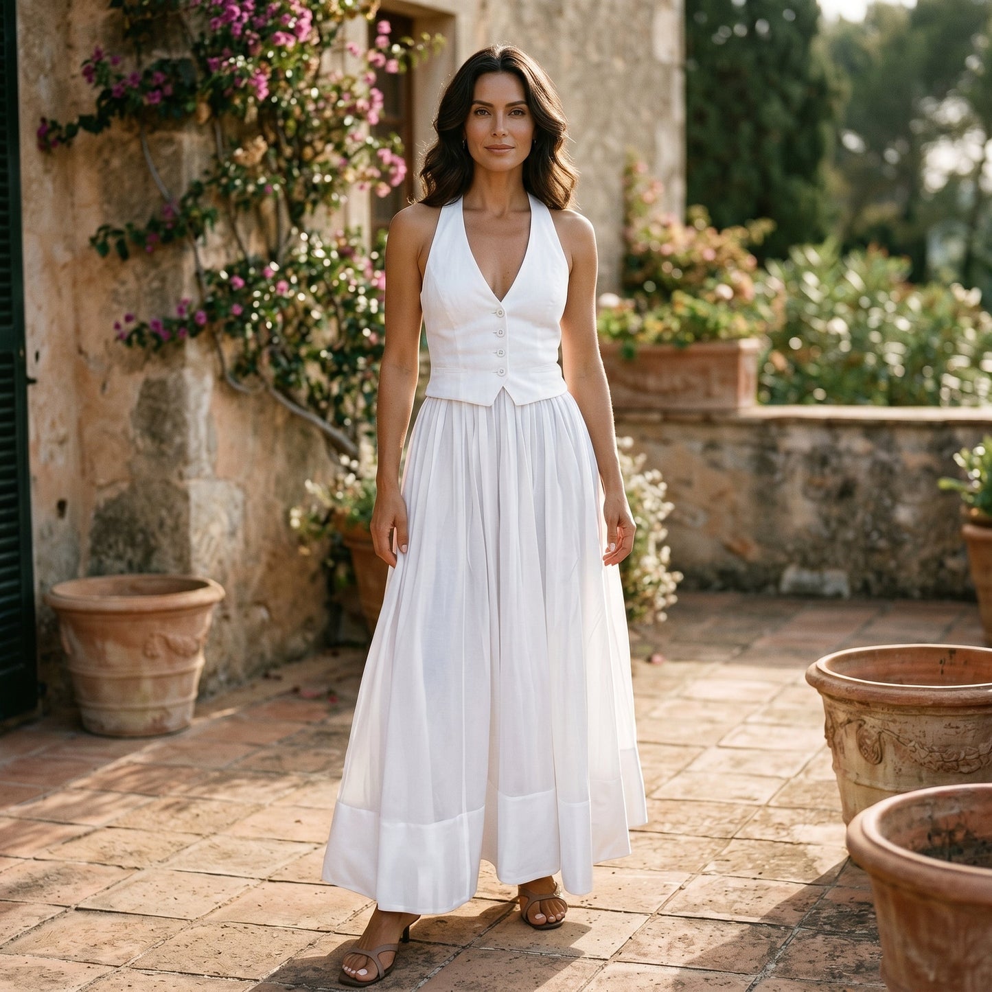 Hazel - Elegant White Summer Maxi Dress