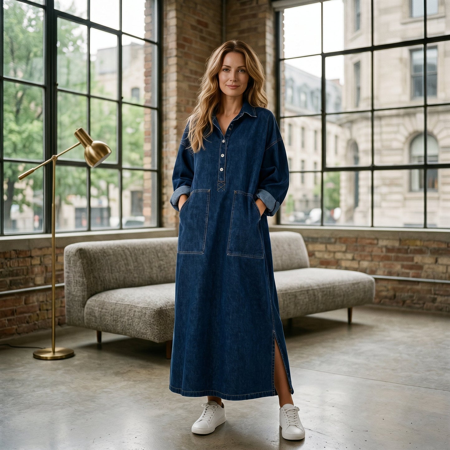 Margot - Oversized Denim Maxi Dress for Women