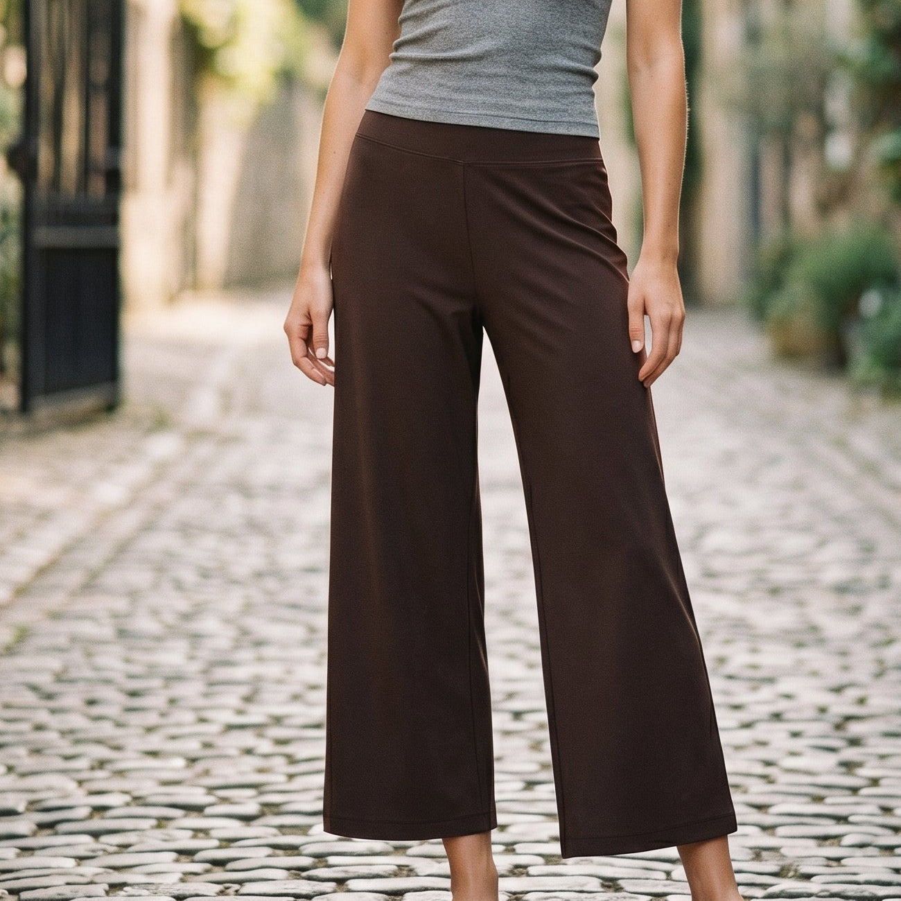 Mia - Soft High Waist Wide Leg Capri Pants for Women