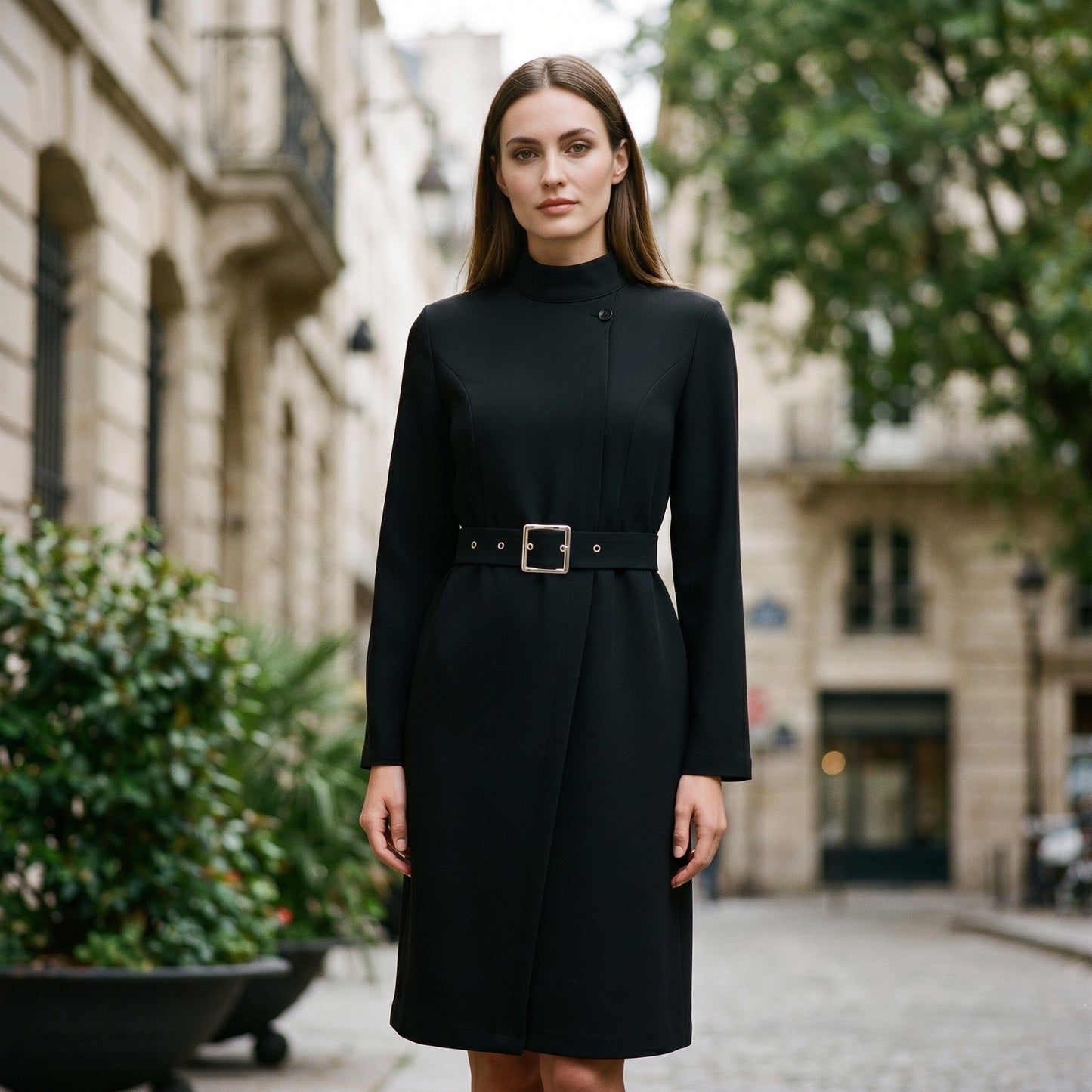 Sabrina - Elegant Black A-Line Dress for Women