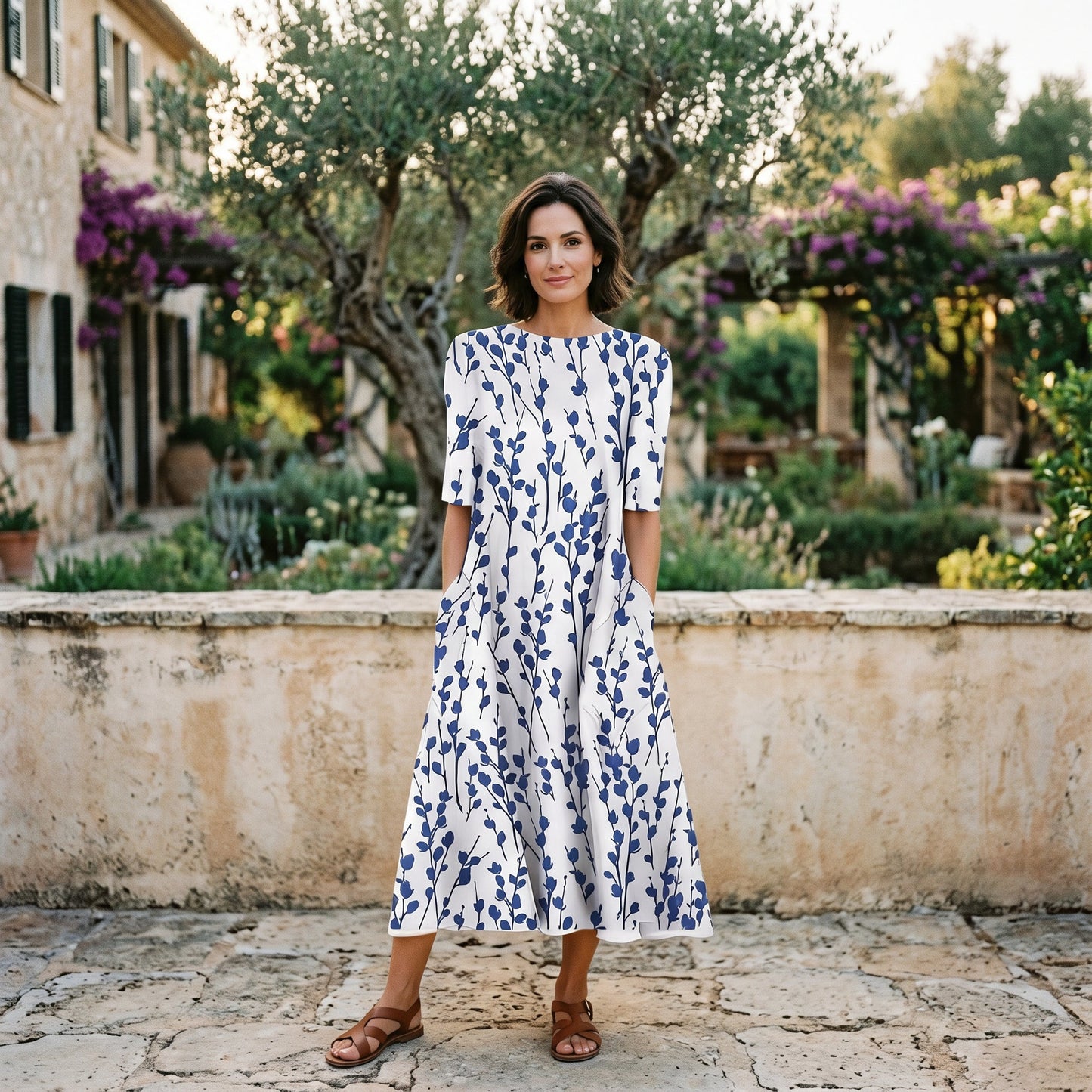 Flora - Breezy Floral A-Line Womens Dress for Summer