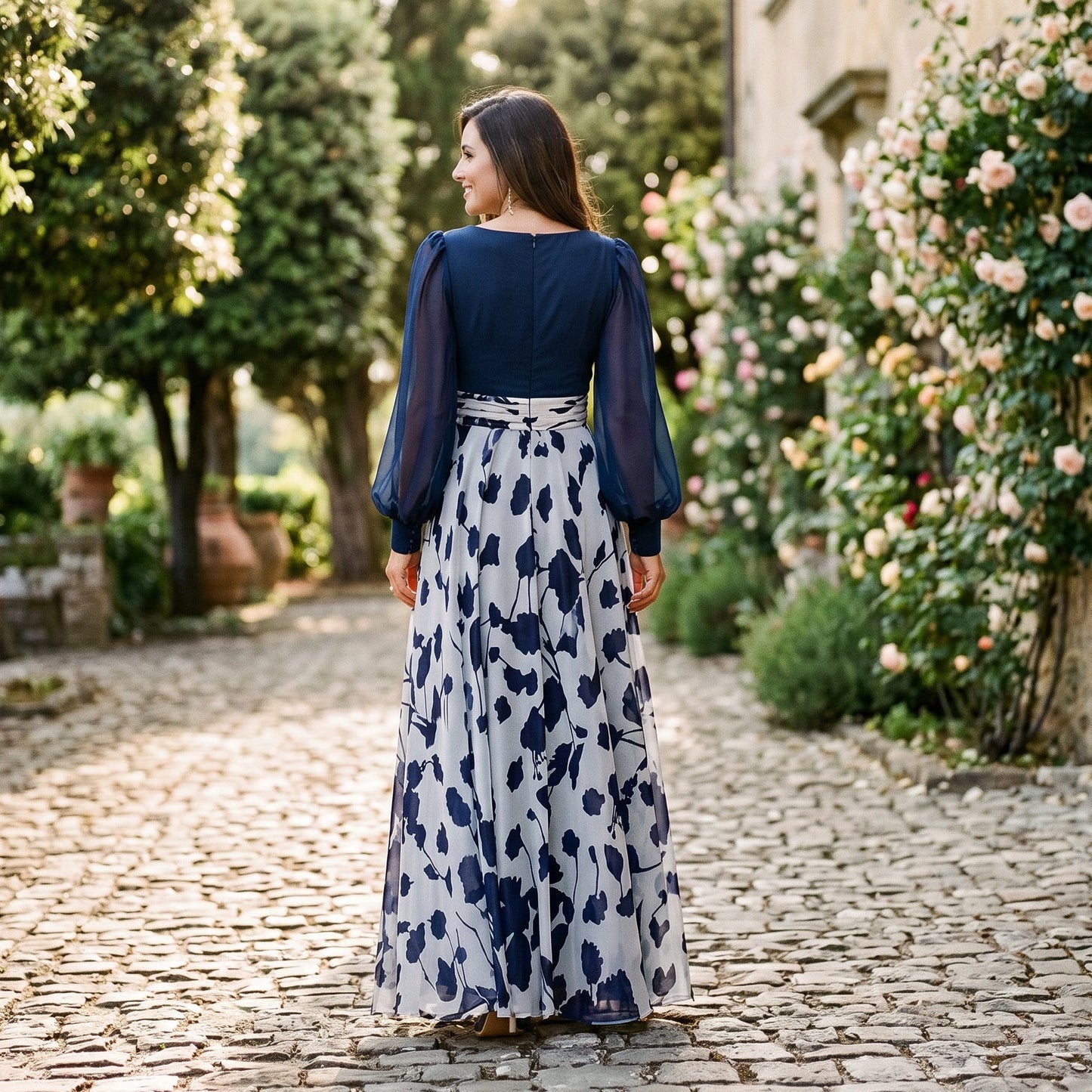 Valentina - Elegant Floral Print Maxi Dress