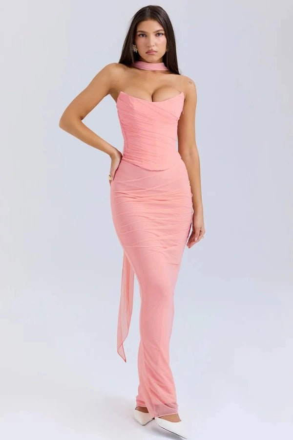 Amara - Elegant Black Corset Top Dress for Special Occasions