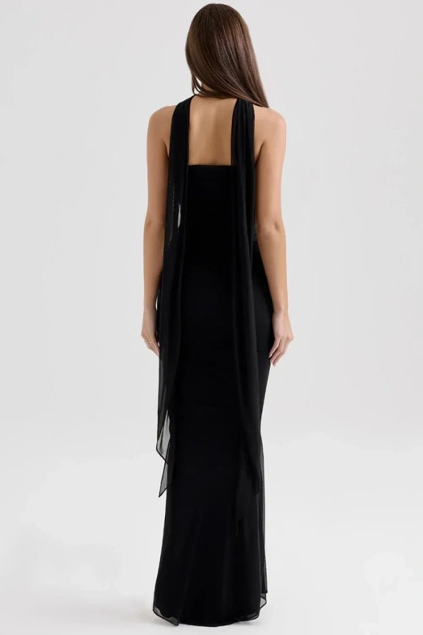 Amara - Elegant Black Corset Top Dress for Special Occasions