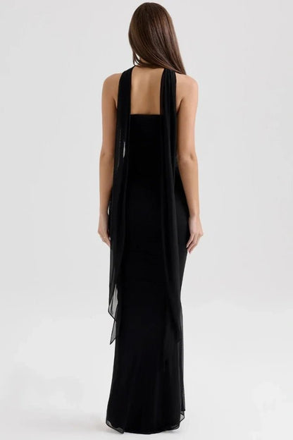 Amara - Elegant Black Corset Top Dress for Special Occasions