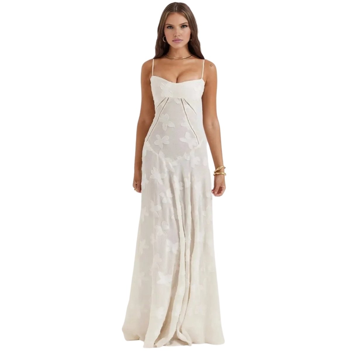 Amara - Elegant Floral Jacquard Gown for Weddings