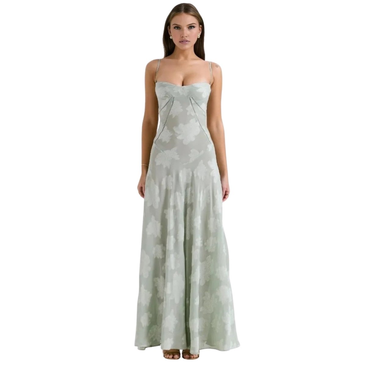 Amara - Elegant Floral Jacquard Gown for Weddings