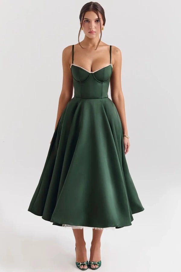 Amara - Elegant Satin Midi Dress for Women in Blush Pink