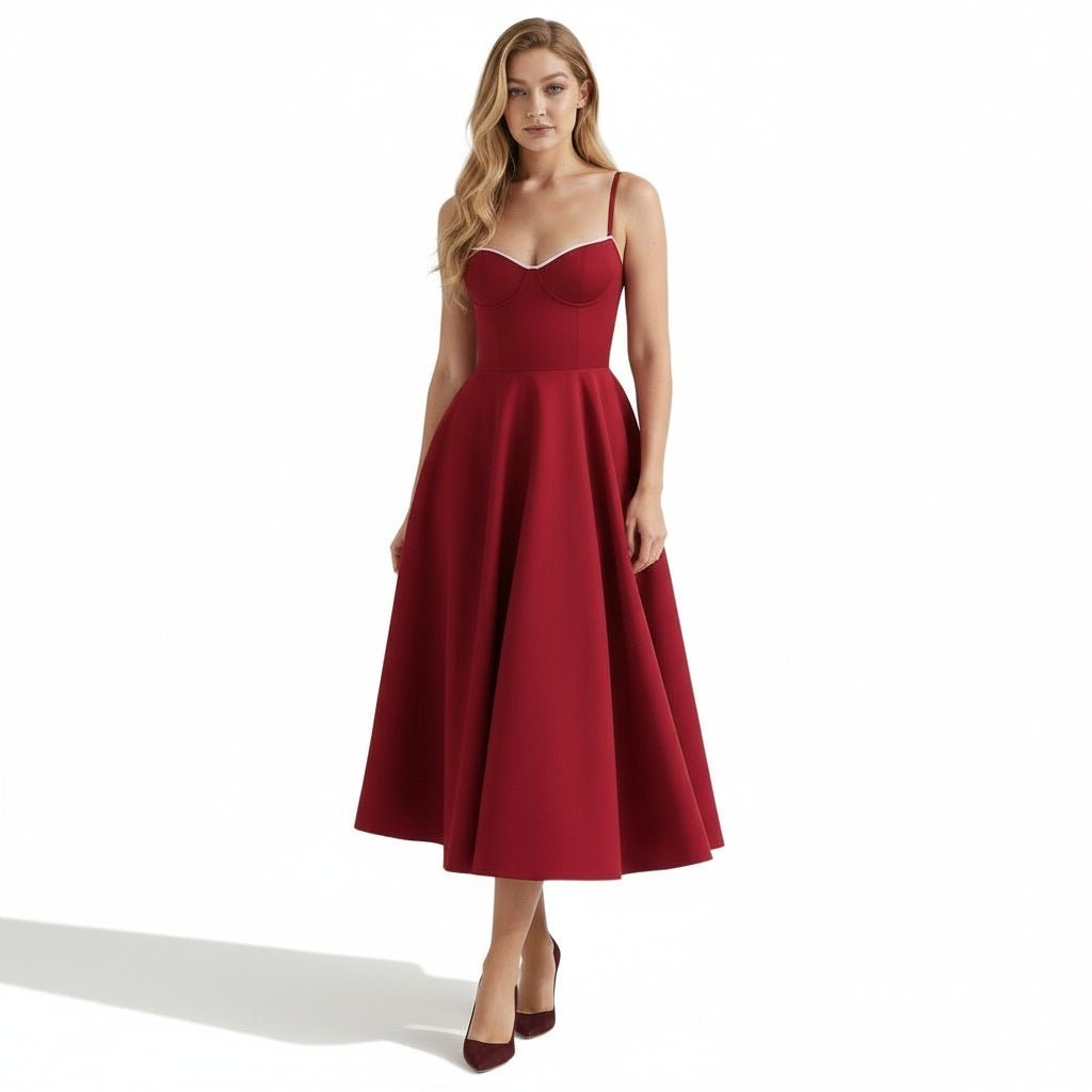 Amara - Elegant Satin Midi Dress for Women in Blush Pink