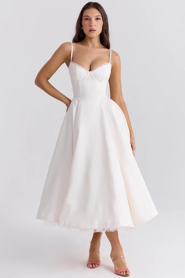 Amara - Elegant Satin Midi Dress for Women in Blush Pink