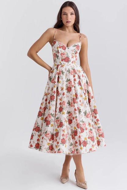 Amara - Elegant Satin Midi Dress for Women in Blush Pink