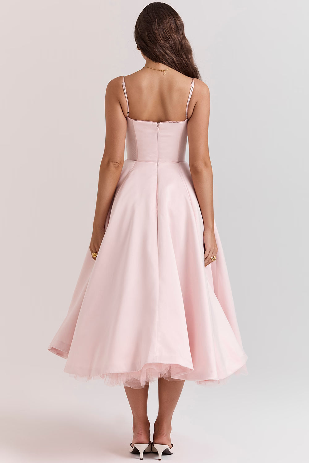 Amara - Elegant Satin Midi Dress for Women in Blush Pink