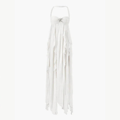 Amara - Elegant White Maxi Dress with Open Back