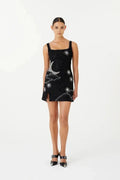 Amelia - Elegant Black Beaded Mini Dress for Weddings