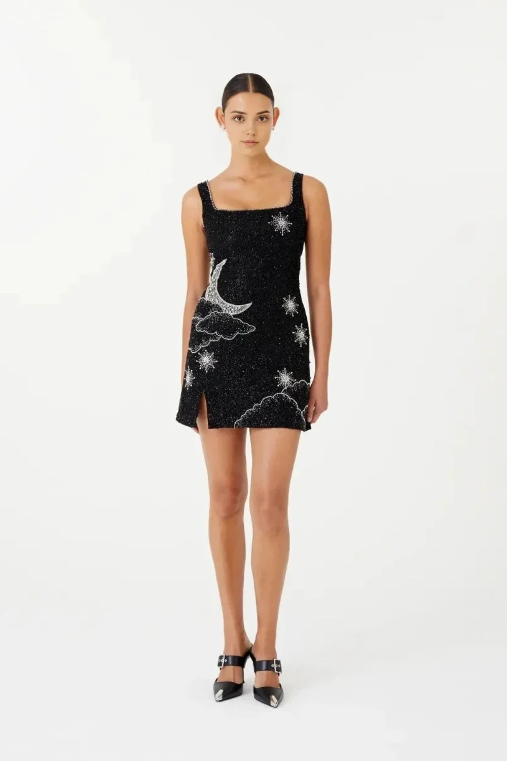 Amelia - Elegant Black Beaded Mini Dress for Weddings