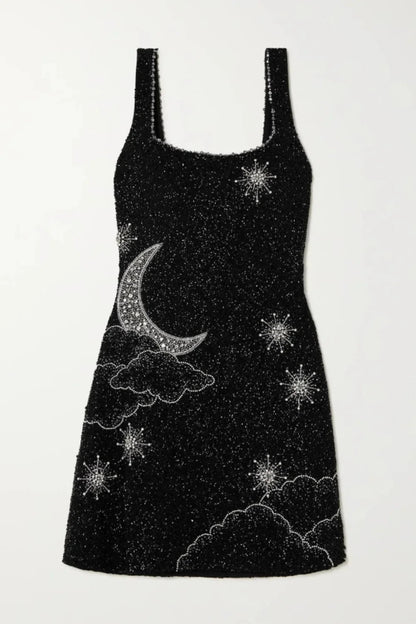 Amelia - Elegant Black Beaded Mini Dress for Weddings