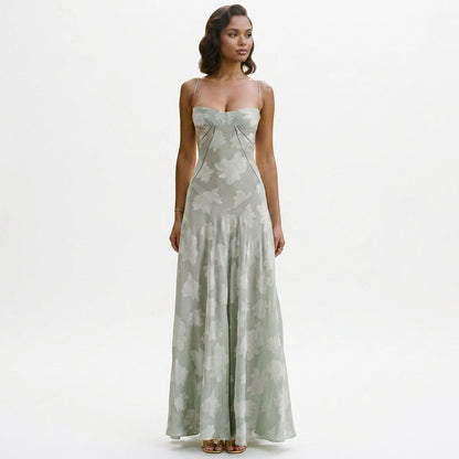 Andy - Elegant Floral Jacquard Gown for Wedding Guests