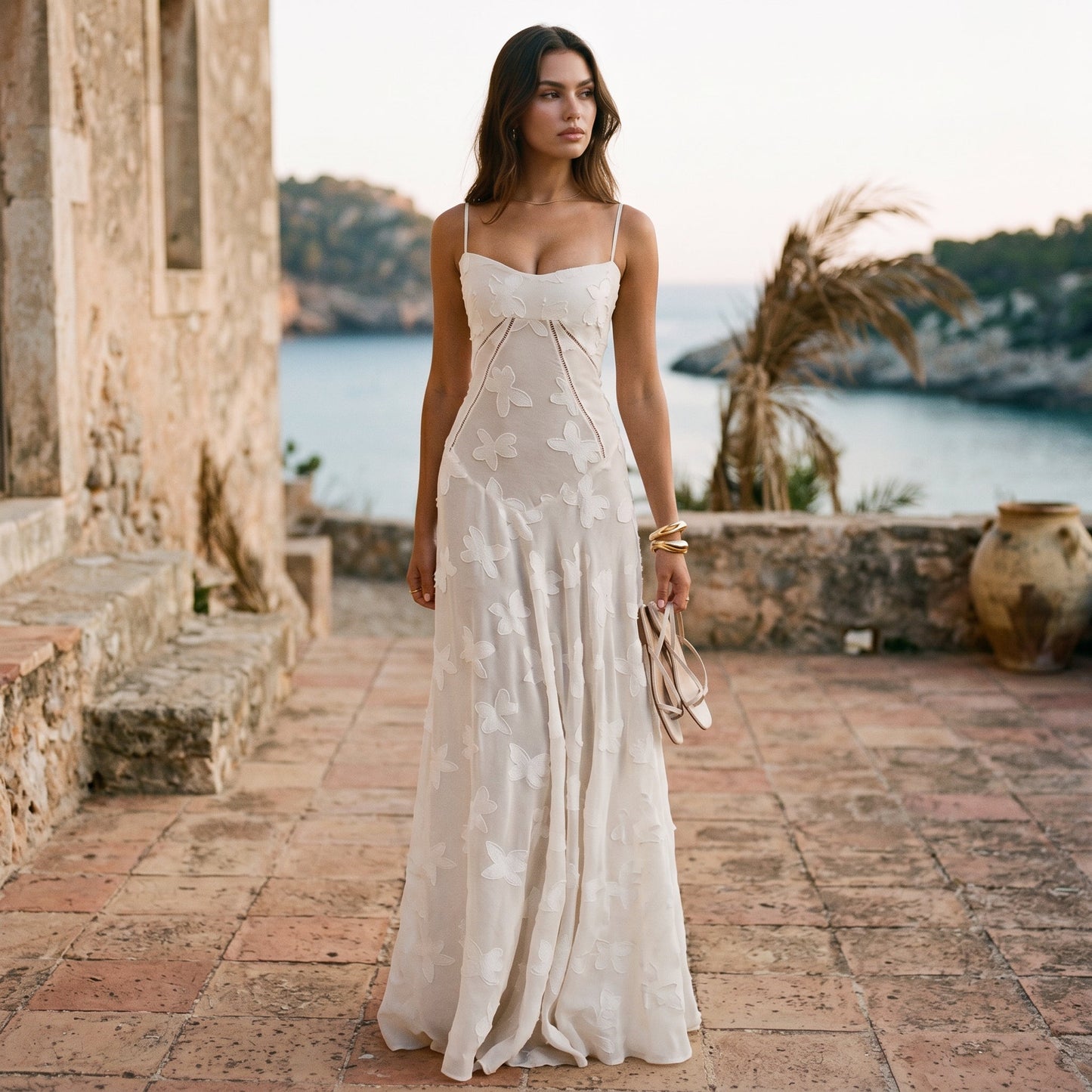 Andy - Elegant Floral Jacquard Gown for Wedding Guests