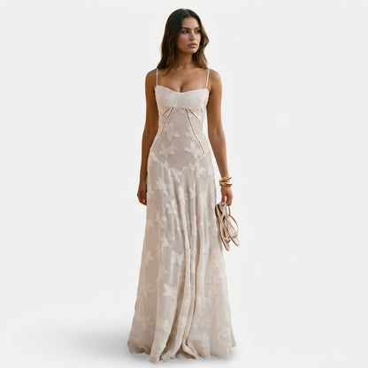 Andy - Elegant Floral Jacquard Gown for Wedding Guests