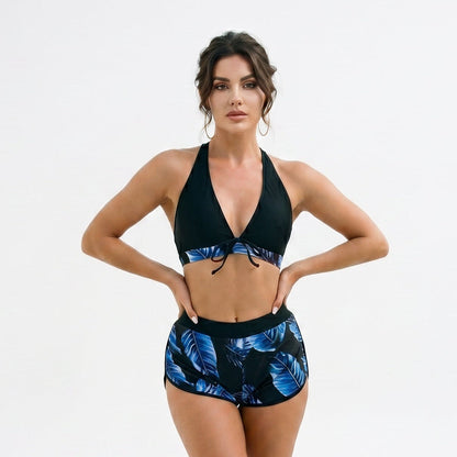 Arabelle - Stylish High Waisted Bikini Set with Leaf Print
