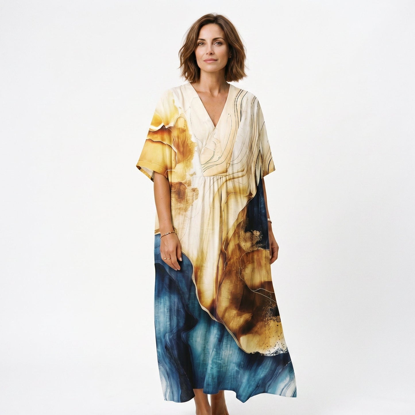 Athena - Vibrant Floral Summer Midi Dress for Women