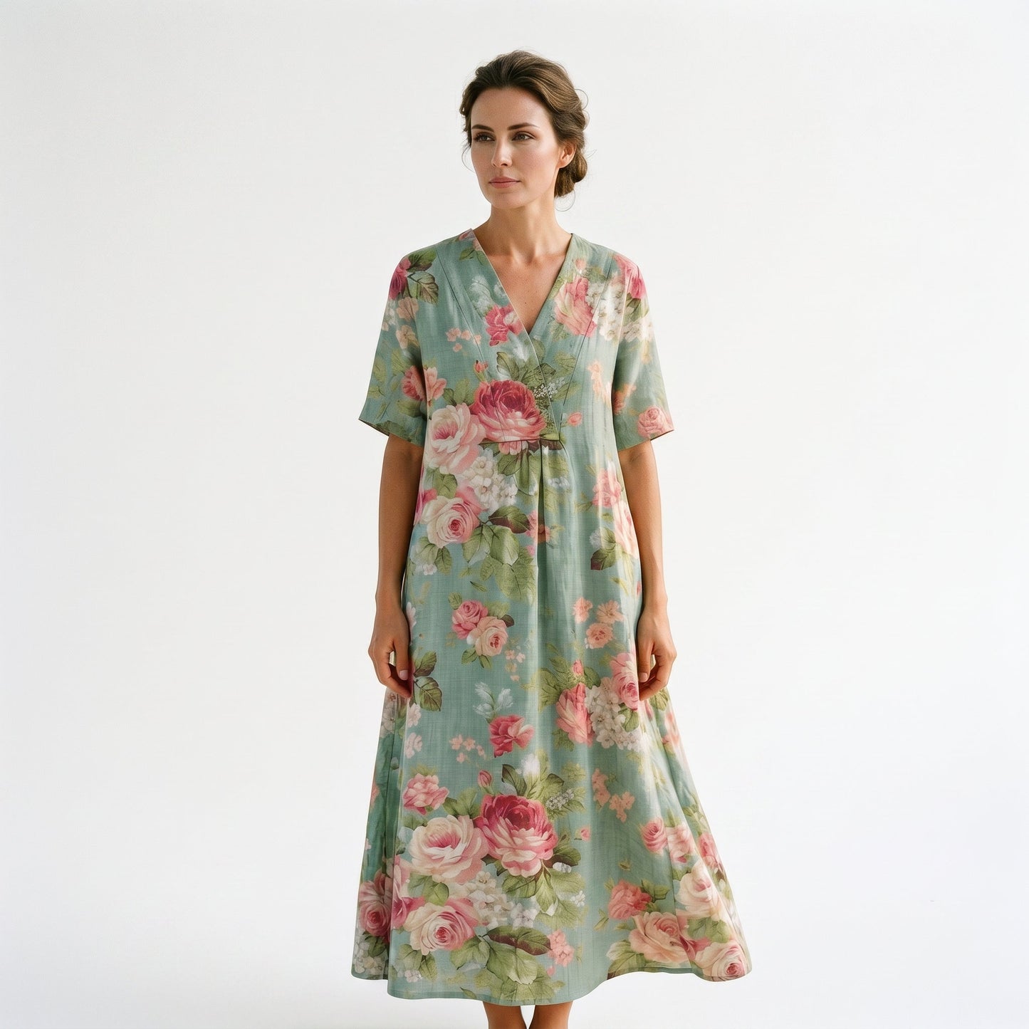 Athena - Vibrant Floral Summer Midi Dress for Women