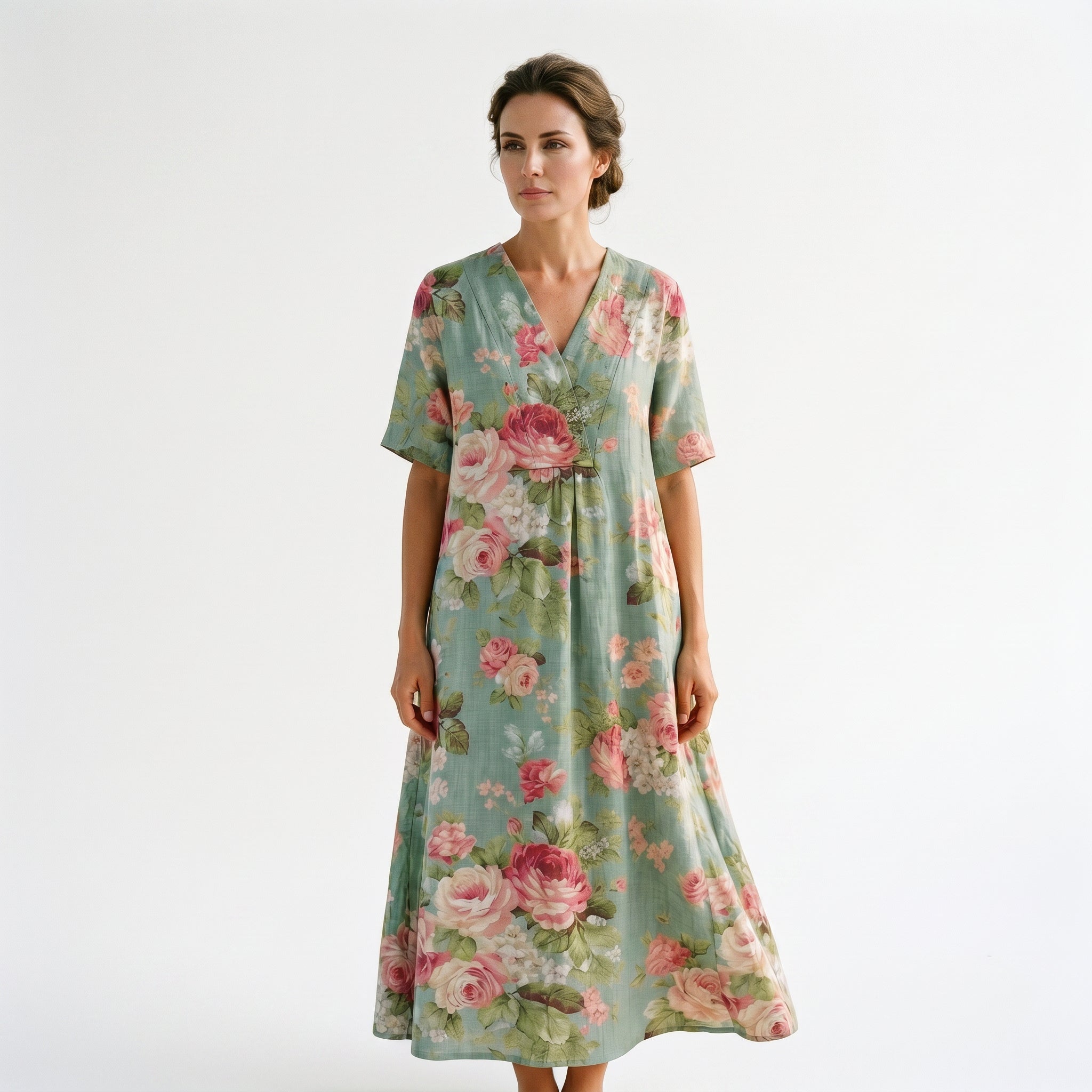Athena - Vibrant Floral Summer Midi Dress for Women