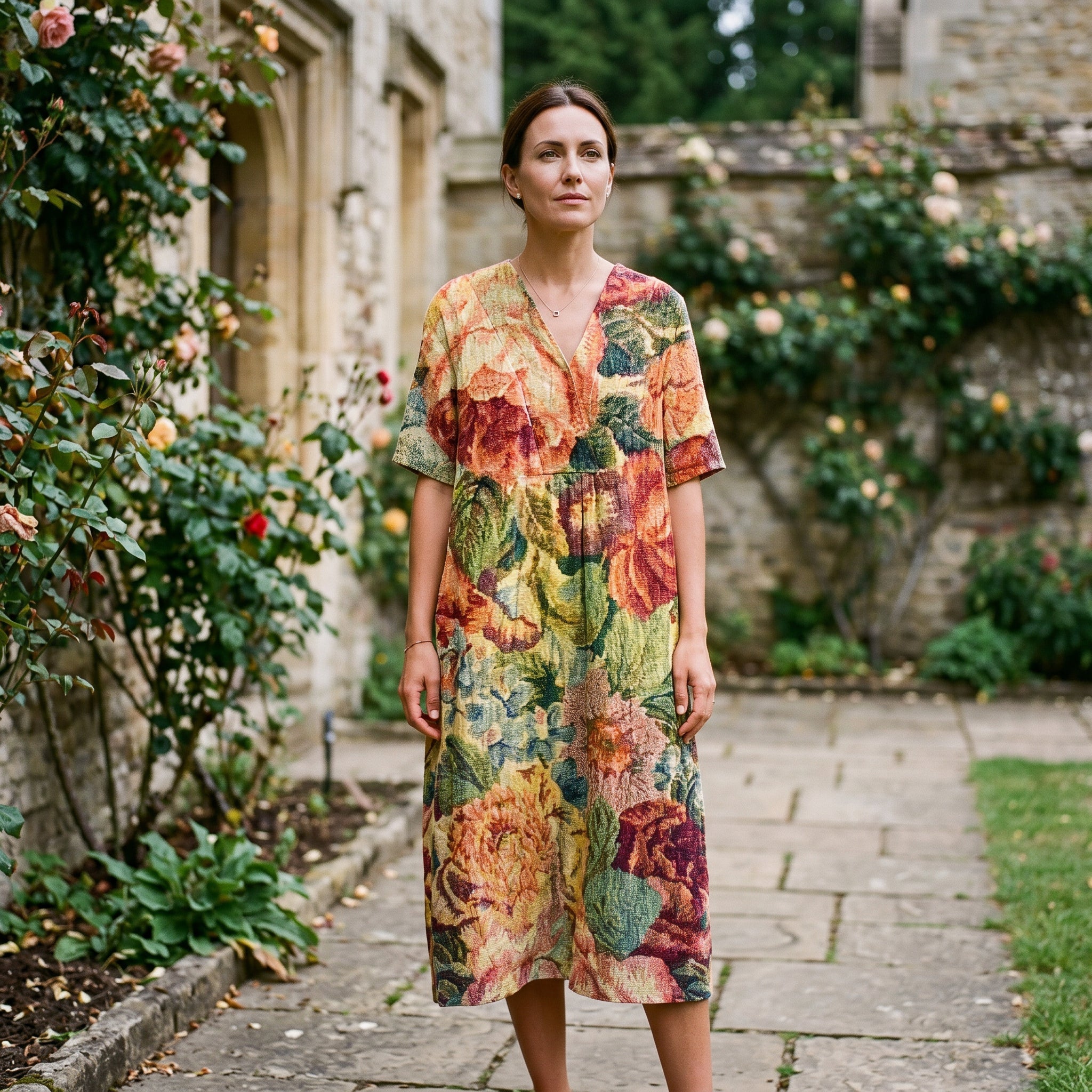 Athena - Vibrant Floral Summer Midi Dress for Women
