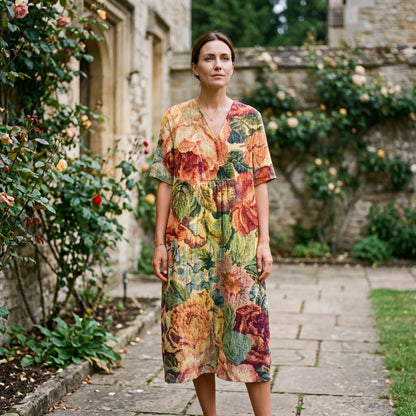 Athena - Vibrant Floral Summer Midi Dress for Women
