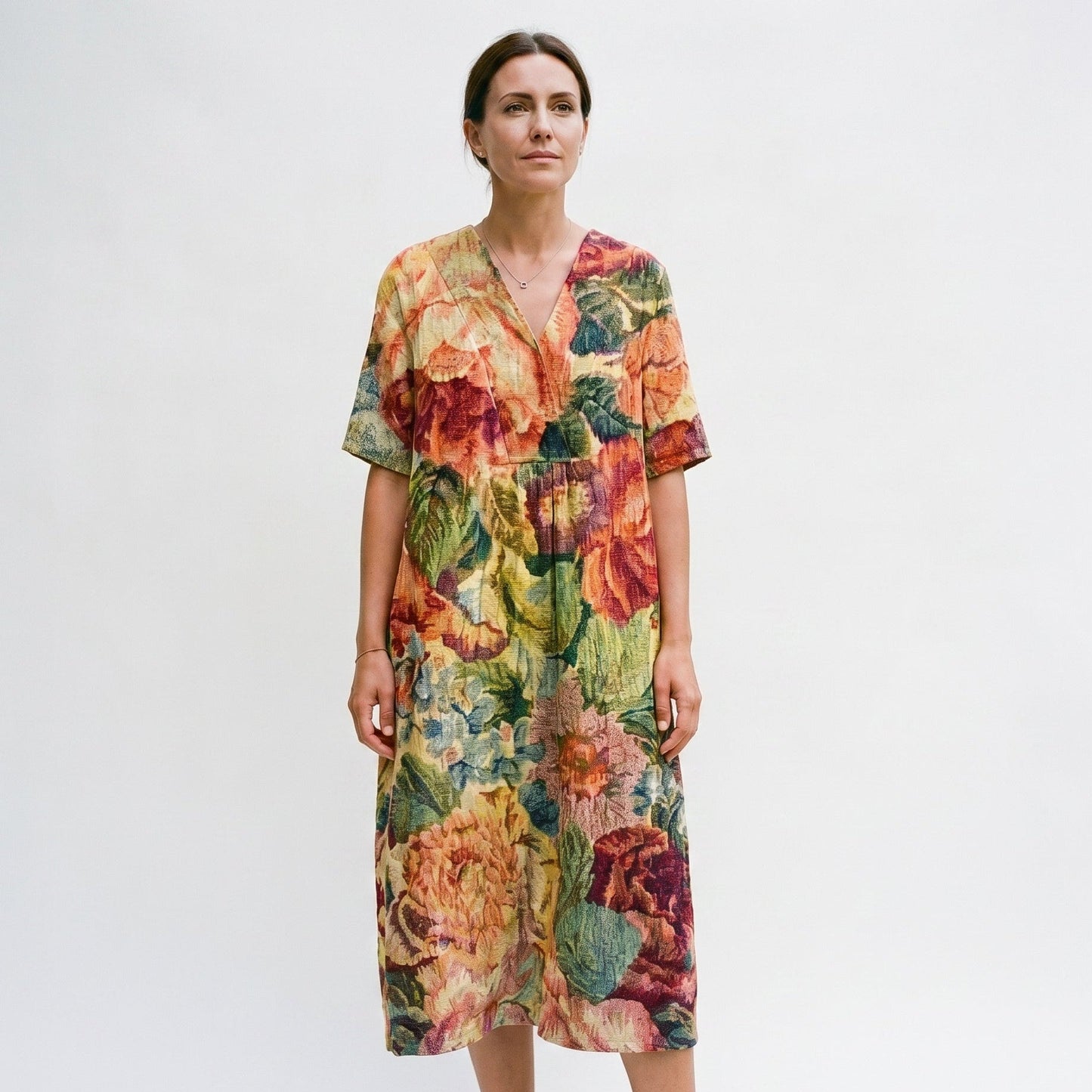 Athena - Vibrant Floral Summer Midi Dress for Women