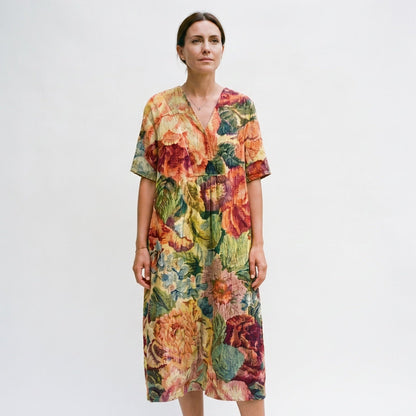 Athena - Vibrant Floral Summer Midi Dress for Women