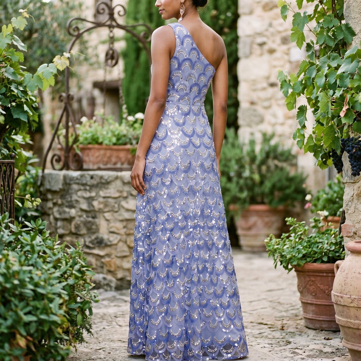 Audrey- Elegant Sparkly Floral Evening Gown