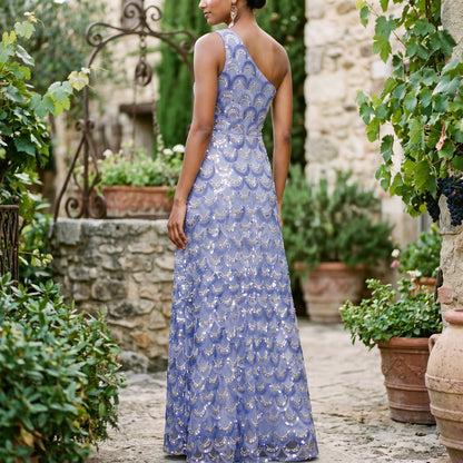 Audrey- Elegant Sparkly Floral Evening Gown