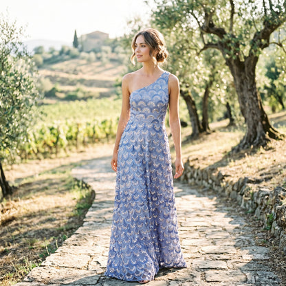 Audrey- Elegant Sparkly Floral Evening Gown