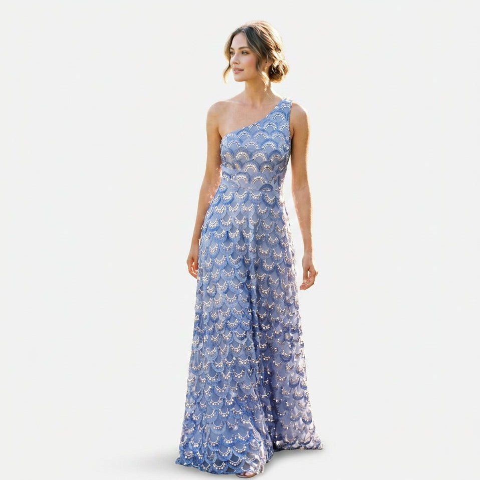 Audrey- Elegant Sparkly Floral Evening Gown