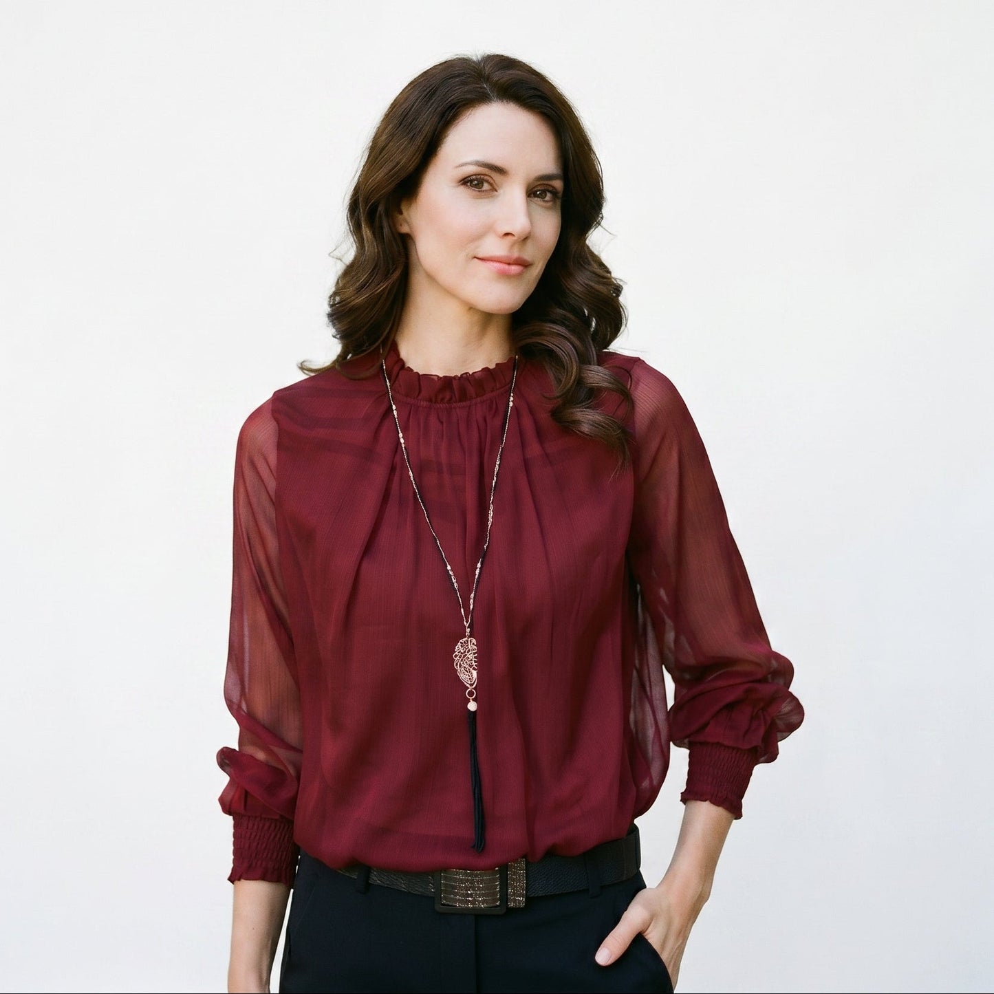 Ava - Elegant Feminine Long Sleeve Blouse for Summer