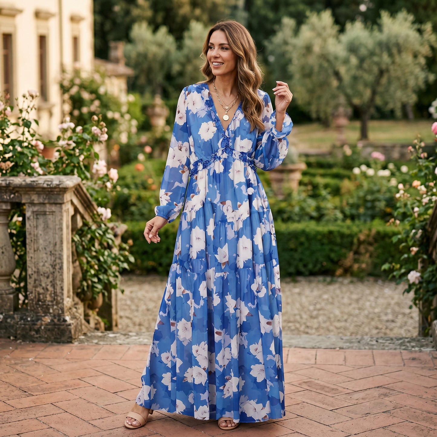 Ava - Elegant Floral Summer Maxi Dress for Weddings