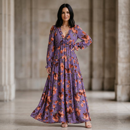 Ava - Elegant Floral Summer Maxi Dress for Weddings