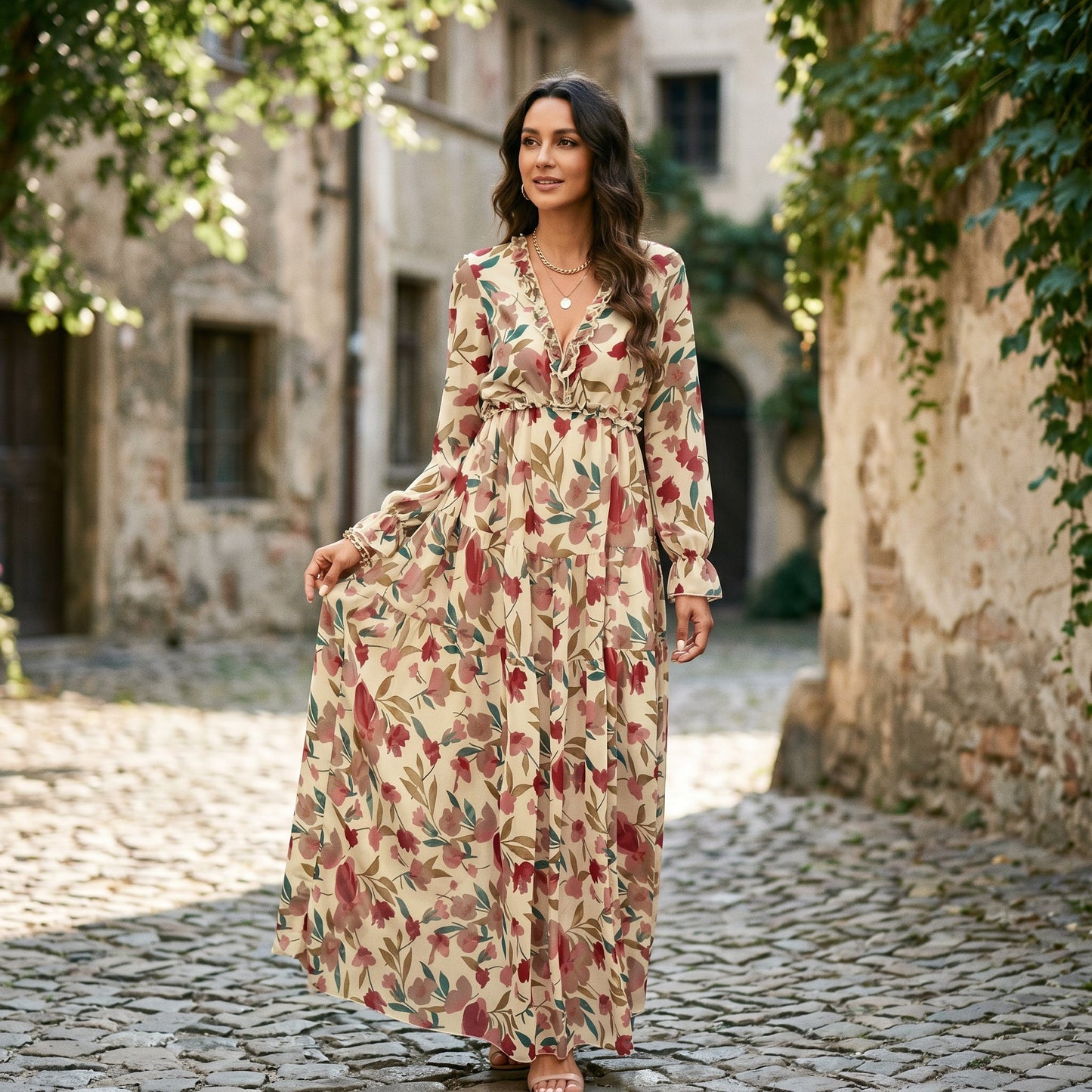 Ava - Elegant Floral Summer Maxi Dress for Weddings