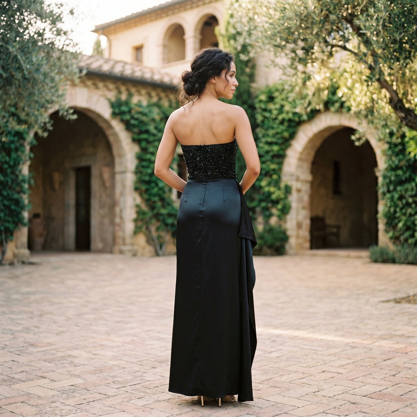 Elena - Elegant Beaded Corset Evening Maxi Dress