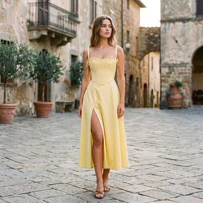 Emma - Elegant White Midi Dress for Women