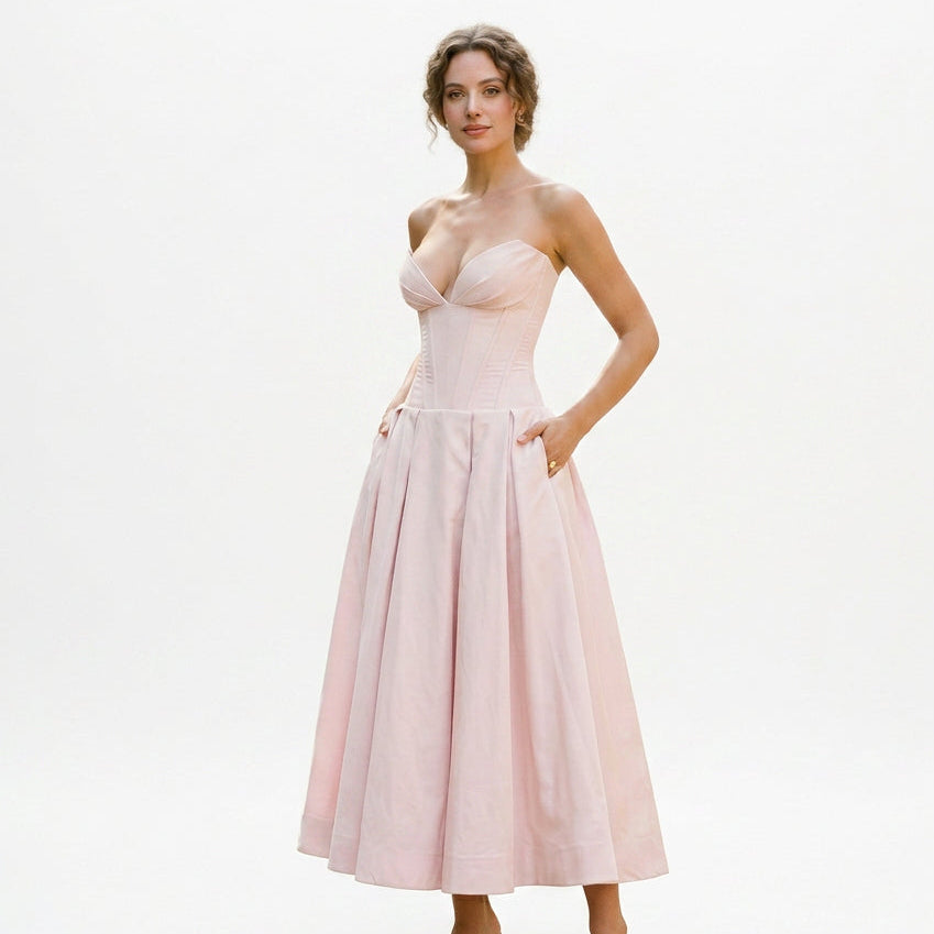Emma - Elegant White Midi Dress for Women