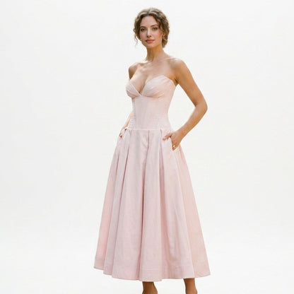 Emma - Elegant White Midi Dress for Women