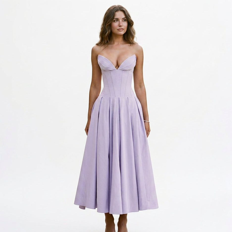 Emma - Elegant White Midi Dress for Women