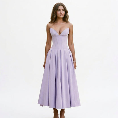 Emma - Elegant White Midi Dress for Women