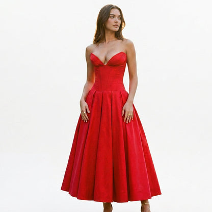 Emma - Elegant White Midi Dress for Women