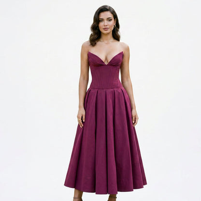 Emma - Elegant White Midi Dress for Women