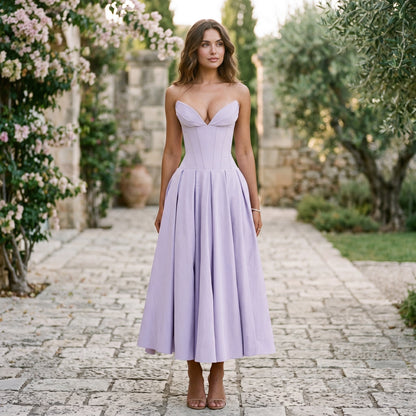 Emma - Elegant White Midi Dress for Women